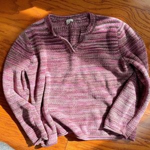 J. Jill striped pink v-neck sweater, M